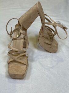 Lulus Heels 6.5 Womens Tan Platform‎ Block Heel Square Toe